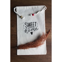30x40cm - 2 Adet Keten Sweet Home Çok Amaçlı Kese - Saklama
