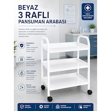 3 Katlı Beyaz Pansuman Ve Cihaz Arabası