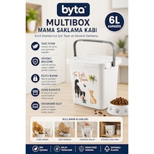 6 Litre Kulplu Mama Saklama Kabı Kapaklı Kedi Köpek Kuru Mama Saklama Kutusu