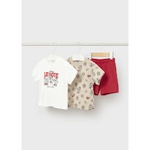 Mayoral Erkek Bebek İki Tshirtlü Penye Şort Takım Kırmızı Kırmızı