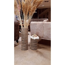 Egindra Egindra Metal Tel Hasır Örgülü Tasarım Pampas Vazosu 25 Ve 50 cm 2Li Set