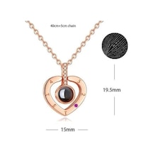 100 Dilde Seni Seviyorum Gold Kalp Projeksiyon Kolye