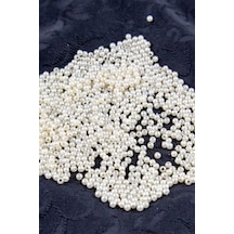 Krem Tonu 3 Mm Plastik İnci Boncuk Takı Aksesuar Malzemesi 25 Gr