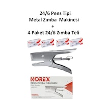 Metal Pens Tipi Zımba Makinesi 24/6 + 4 Paket Gümüş Zımba Teli