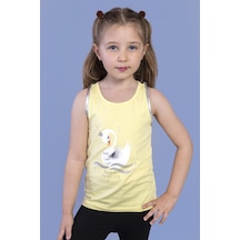 Toontoy Kids Toontoy Kız Çocuk Baskılı Yuvarlak Yaka Tişört Sarı