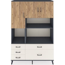 Hyperion Dolap 8 Raflı 5 Çekmeceli 3 Kapaklı 132x44x195 Antrasit-çam/aytaşı Atlas Çam/aytası