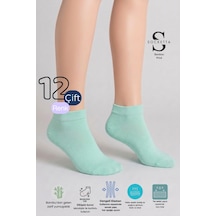 Socketta Kadın Bambu Dikişsiz 12'li Karışık Renk Patik Çorap Premium Çok Renkli