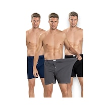 Fanilam Jiber Erkek Büyük Beden Penye Boxer 6'lı Paket - Düğmeli Battal Boy Rahat Kesim Çok Renkli