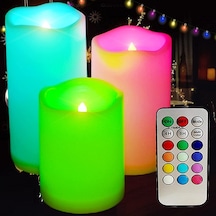 Led Remote Control Electronic Candle Kumandalı Renkli Işıklı Mum 3lü Set Küçük Orta Büyük Boy Işıklı Mumlar Işıklı Mum