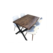 Evimeaksesuar 90X140  Doğal Ceviz Masa + 4Adet Poliüretan Sela Sandalye
