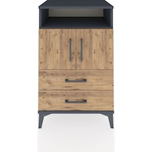 Hyperion Komodin 2 Raflı 2 Çekmeceli 2 Kapaklı 60x44x96 Antrasit-çam Antrasit