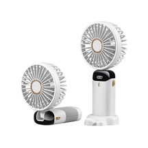 Taşınabilir El Vantilatörü, Mini Katlanabilir Masa Üstü Vantilatör, 5 Hızlı Usb Şarj Edilebilir Vantilatörler, Led Ekranlı Ev Ofis Seyahat İçin Pil İle Çalışan Mini El Vantilatörü Beyaz