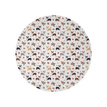 Corgi Desenli Yuvarlak Polar Battaniye, Yumuşak & Hafif, 47 İnç-a2 Corgi Floral White