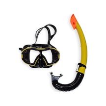 Çocuk Dalış Maskesi Ve Snorkel Seti - Star Diving - Sarı Lisinya Siyah