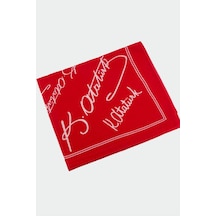 Zero Land Atatürk - 743 - İmzalı Desenli Bandana - Kmrsfres - 50x50 Kırmızı