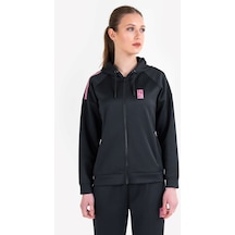 Lescon Siyah Kadın Fermuarlı Kapüşonlu Sweatshirt 23n-2128