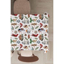 Kırmızı Christmas Dokuma Leke Tutmaz Masa Örtüsü Mso058n11