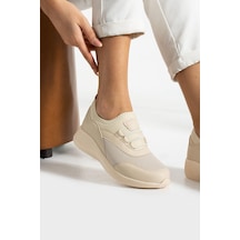 Bej Anatomik Esnek Taban Slip-on Spor Ayakkabı Günlük Sneaker Bej