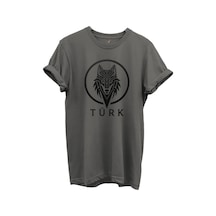 Kurt Ve Türk Özel Koleksiyon Serisi-6 Tasarım Baskılı %100 Pamuk T-shirt Antrasit