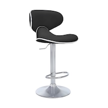 Bürocci Zen Bar Taburesi - Siyah Modern Deri Metal Ataklı Yüksek Tezgah Sandalyesi - 9549s0481 Siyah