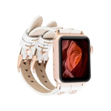 Apple Watch Uyumlu Deri Kordon Ely Double Tour F3 Beyaz