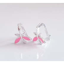 Pembe Kanatlı Yusufçuk Model Gümüş Çocuk Küpesi