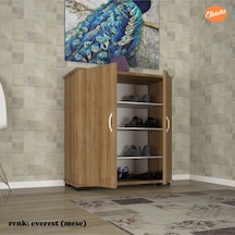 2 Kapaklı 4 Raflı Ayakkabılık Meşe - Beyaz