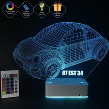 Kişiye Özel 3D Plakalı Araba Masaüstü Led Lamba