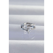 Pirinç Gümüş Renk Zirkon Taşlı Damla Earcuff Küpe Çok Renkli Pirinç Gümüş Renk Zirkon Taşlı Damla Earcuff Küpe Çok Renkli