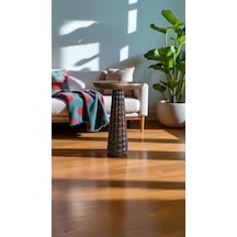 Rustik Tarz Ahşap Sehpa Ceviz Renk Tekli Mantar Yan Sehpa