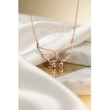 925 Ayar Gümüş Kanatlı Harf Kolye Rose Gold