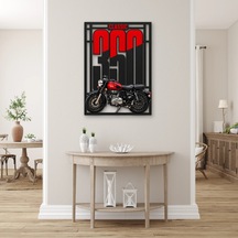 Klasik Kırmızı Motosiklet - Metal Tablo - Dec0314 58 X 80 Cm Çok Renkli