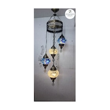El Yapımı Otantik Mozaik 4 Lü Avize Tavan Sarkıt Dekoratif Çok Renkli - 787013844 Çok Renkli