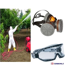 Delta Plus M6400 A2 Tarım İlaçlama İçin Yarım Yüz Gaz Maskesi Filtre İle Beraber + Goggle Gözlük