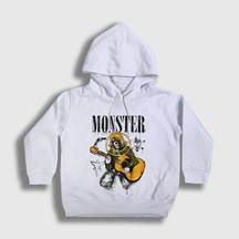 Presmono Unisex Çocuk Monster Nirvana Kurt Cobain Kapüşonlu Sweatshirt Beyaz