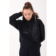 Maraton Sportswear Comfort Kadın Kapşonlu Uzun Kol Basic Lacivert Sweatshirt 21474-lacivert Lacivert