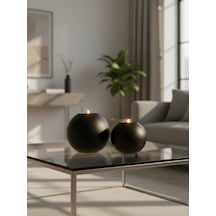 Dekoratif Küre Şeklinde Büyük Ve Küçük Mumluk Tealight Mumlar Dahildir Beyaz