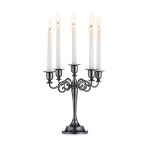 5 Gözlü Metal Şık Restoran Düğün Şamdan Dekoratif Mumluk Mt156sy Siyah