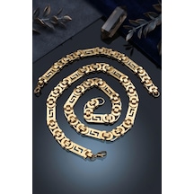Paslanmaz Çelik Euro Kral Model Erkek Kolye Zincir Ve Bileklik Set 10 Mm Altın Kaplama 902914
