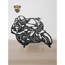 Racing Motosiklet Sürücüsü Masa Dekoru 3d Baskı Motorcu Silüeti