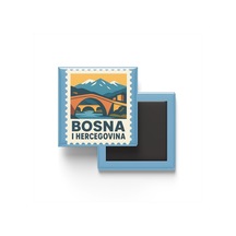 Buzdolap Magneti Bosna-hersek Saraybosna Renkli Posta Pulu Temalı - 9x9 Cm