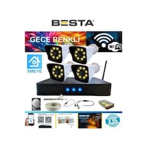 5 Mp Lens 2 Mp 1080p Gece Renkli 4 Kameralı Wıfı Özellikli Kamera Seti 4 Tb Hdd
