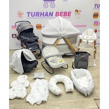 Yeni Doğan Zoodi Enerji Bebek Çeyiz Seti Beşik Bebek Arabası Ana Kucağı Çanta.... Gri Gri
