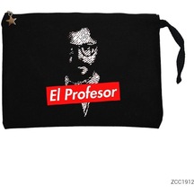 La Casa De Papel Professor Siyah Clutch Astarlı Cüzdan