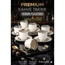 100cc 6lı Fincan Kabartma Silver Beyaz - Gümüş