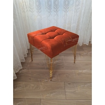 Modern Dilim Puf Ayakucu Puf Gold Metal Ayak 45 45 Turuncu