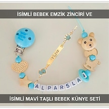 Sahi Aksesuar İsimli Bebek Emzik Zinciri Ve İsimli Bebek Künye Seti Bezyı631 Çok Renkli