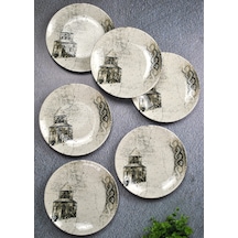 6'lı Porselen Mezopotamya Servis Tabağı 23 Cm- Tatlı Pasta Sunum