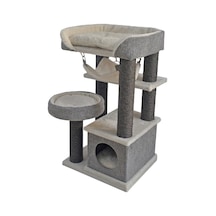 Tommy Çok Katlı Lüks Kedi 48x40x90 Evli Tırmalama Gri