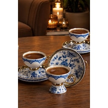 Porsima 2003-2 6 Kişilik 12 Parça Yaldızlı Porselen Türk Kahve Fincan Takımı - Kahve Fincan Seti - 90ml Diğer